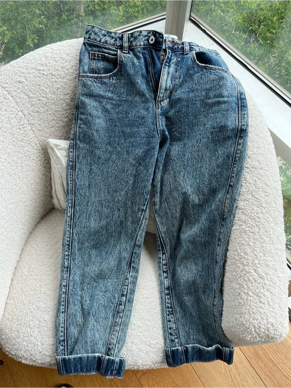 Relaxed Fit Light Blue Acid Wash Jeans
